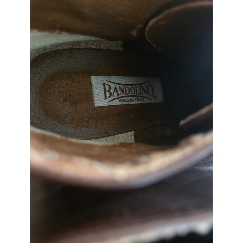 Vtg Bandolino Leather Ankle Boots Women's 7.5 N Brown 90s Chukka Lace Up